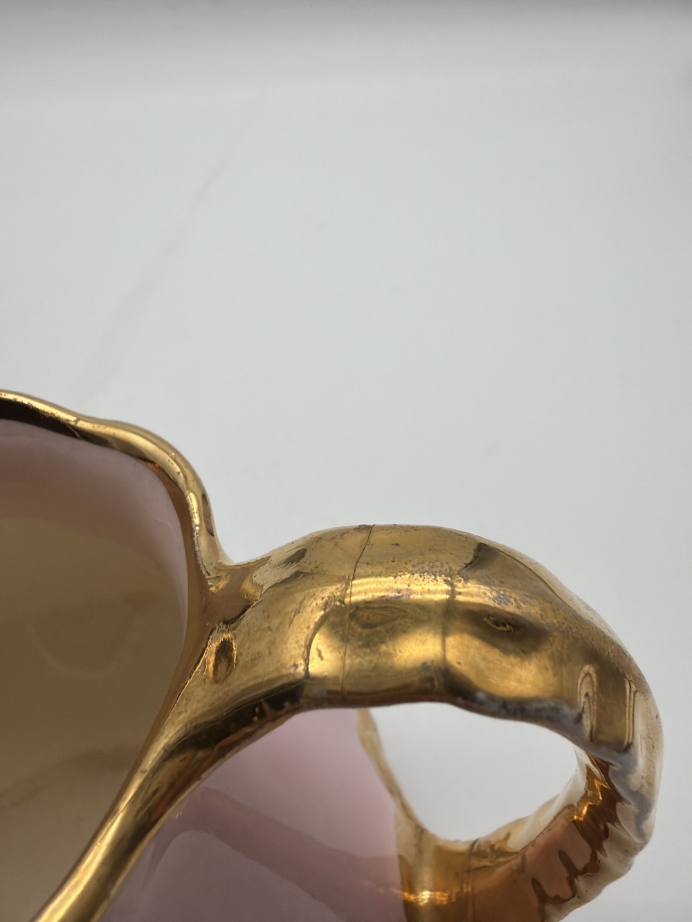 AS IS Vintage Pink & Gold Porcelain Pitcher – Made in USA