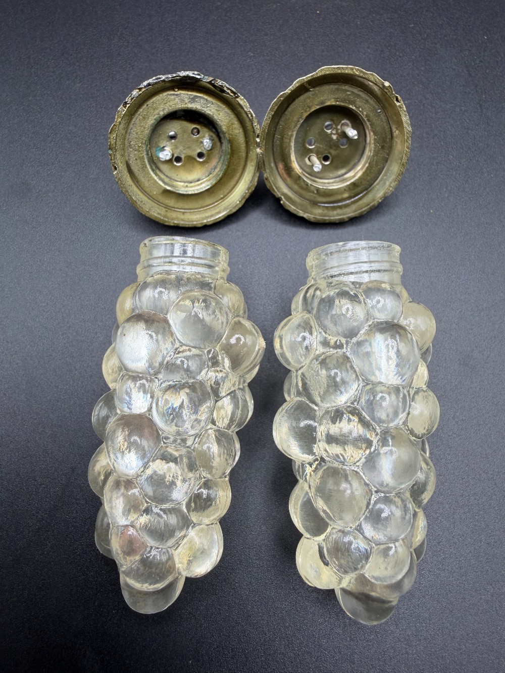 Mid-Century Hanging Grape Cluster Salt & Pepper Shakers Set - Made in Hong Kong
