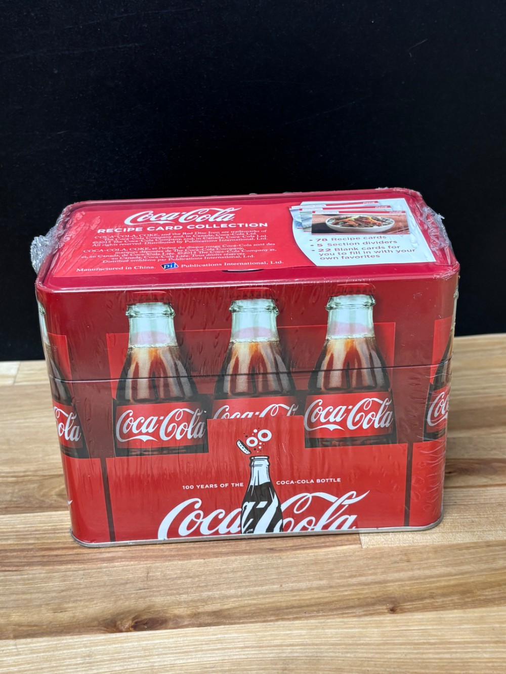 Coca Cola Recipe Card Collection Tin 2015 100 Years Bottle New Sealed