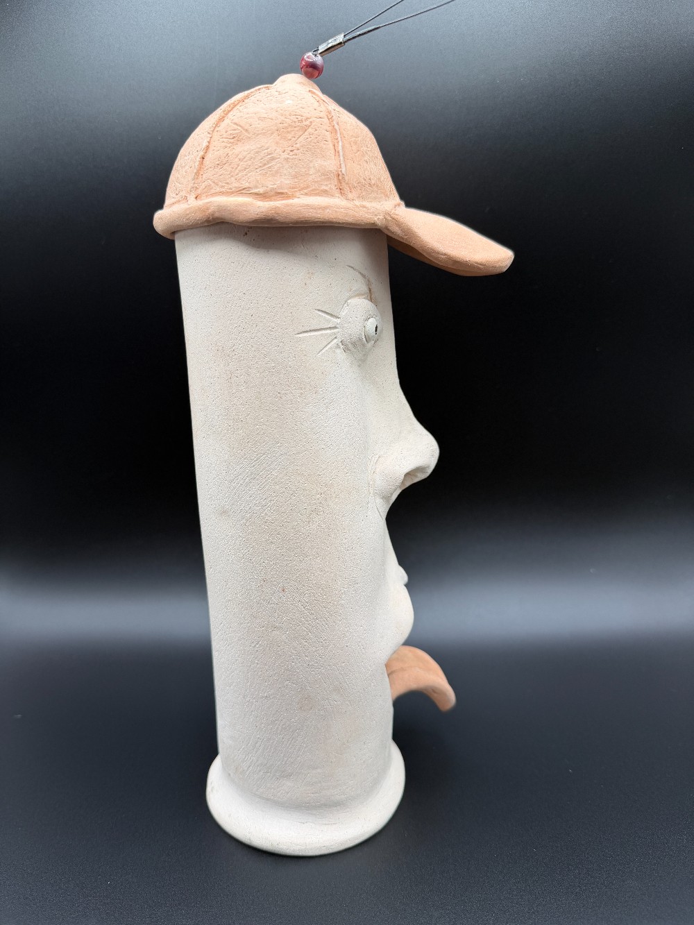 Studio Pottery Face Bird Feeder - Handmade Hanging Garden Art