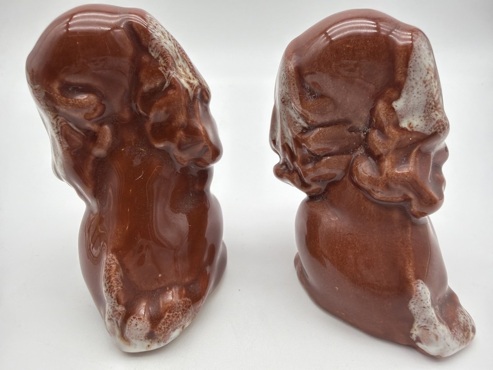 Vintage Brown Drip Glaze Puppy Dog Salt & Pepper Shakers