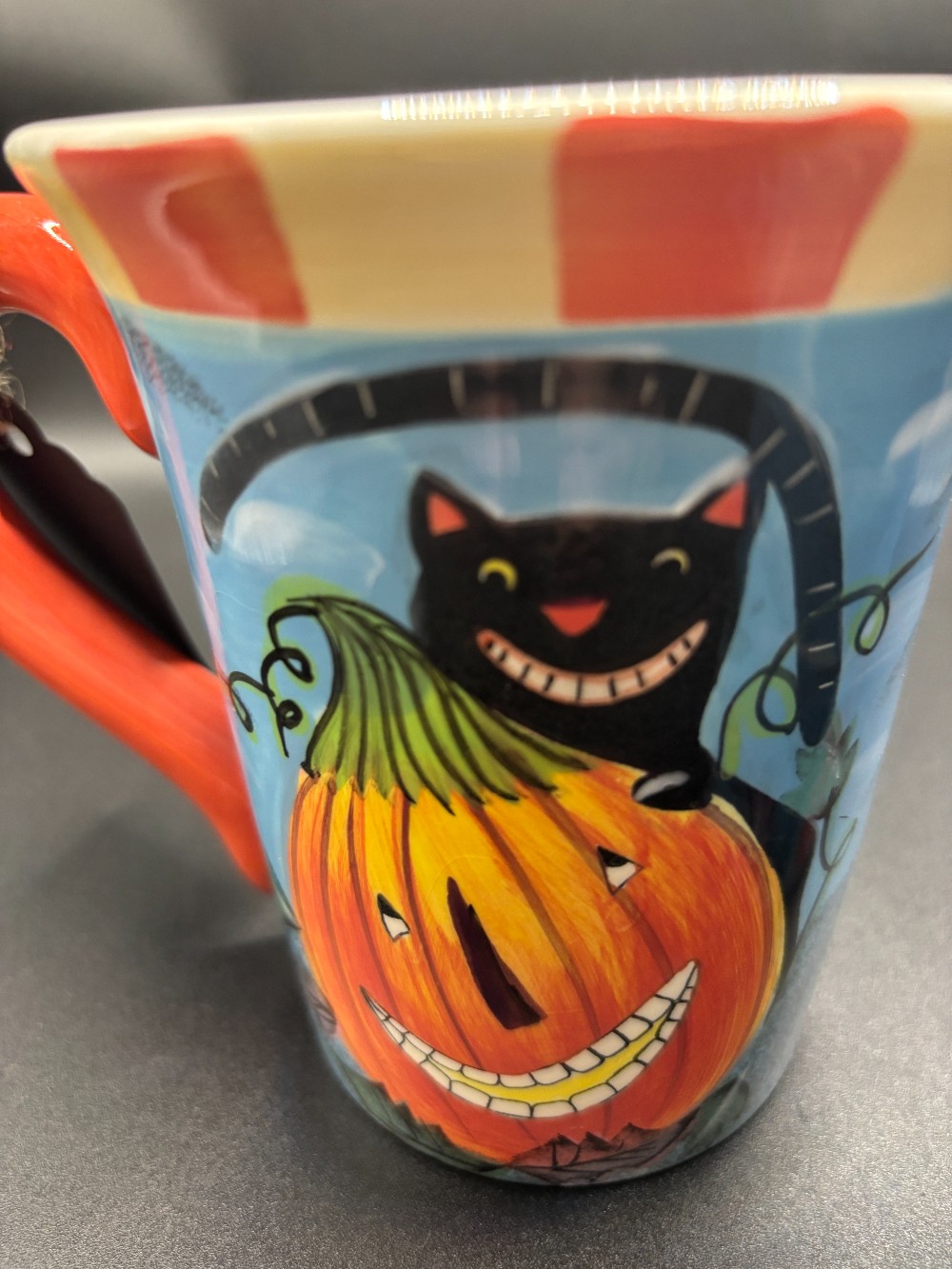 Halloween mug set black cat & ghost Jack-O-Lantern Wendy Bentley