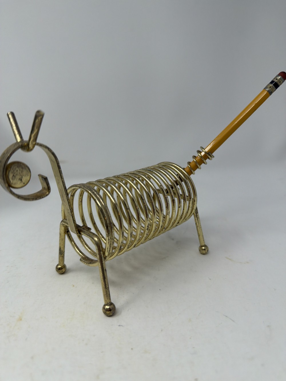Vtg Brass Wire Dog Letter Holder