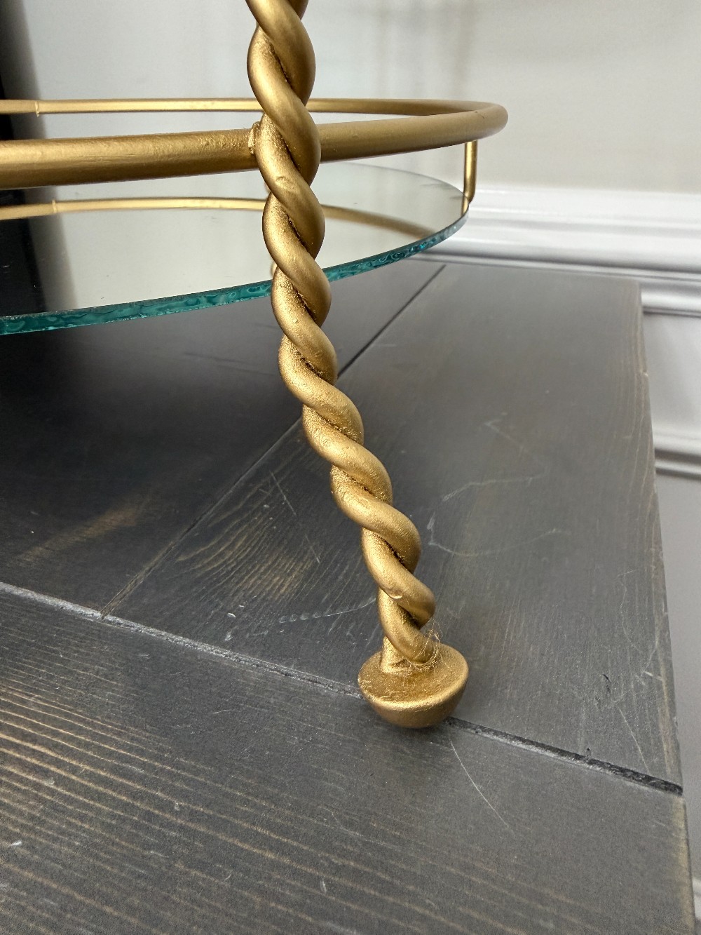 Vintage Hollywood Regency Gold Twisted Rope Accent Stand Vanity