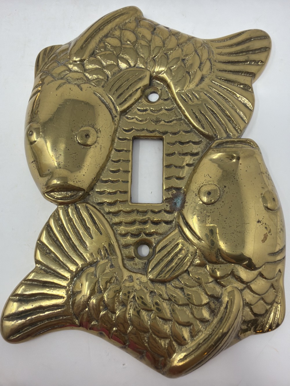 Vtg Brass Koi Fish Switch Plate Cover