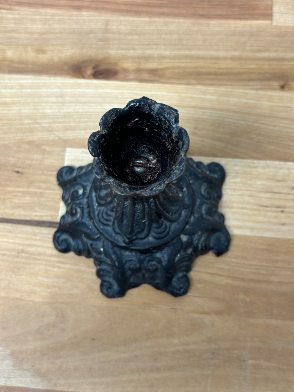 Ornate Black Cast Metal Taper Candle Holder Victorian Gothic Style