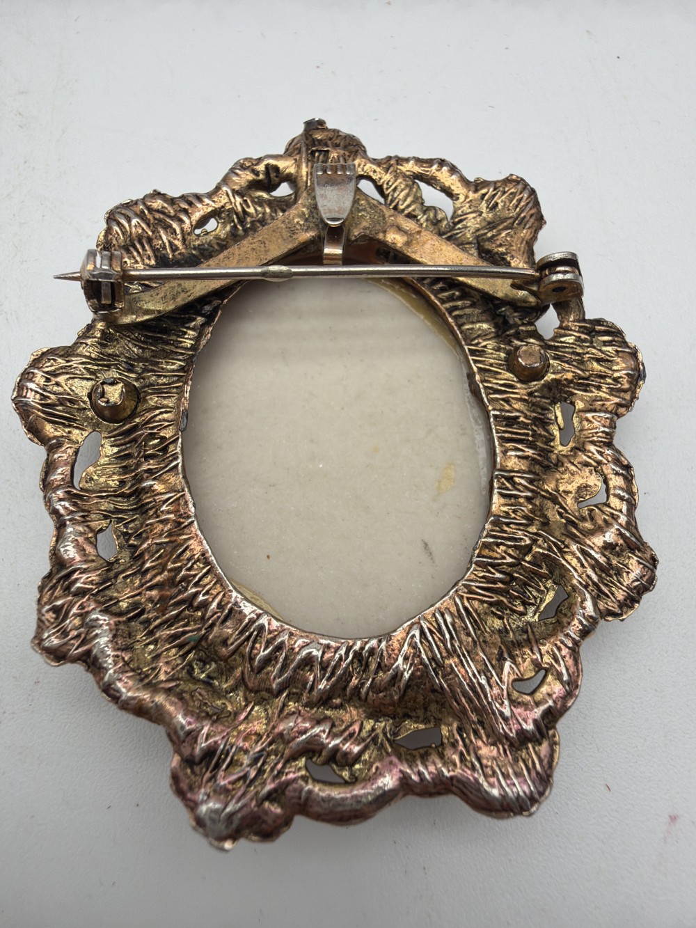 Vtg Floral Cabochon Brooch Pendant