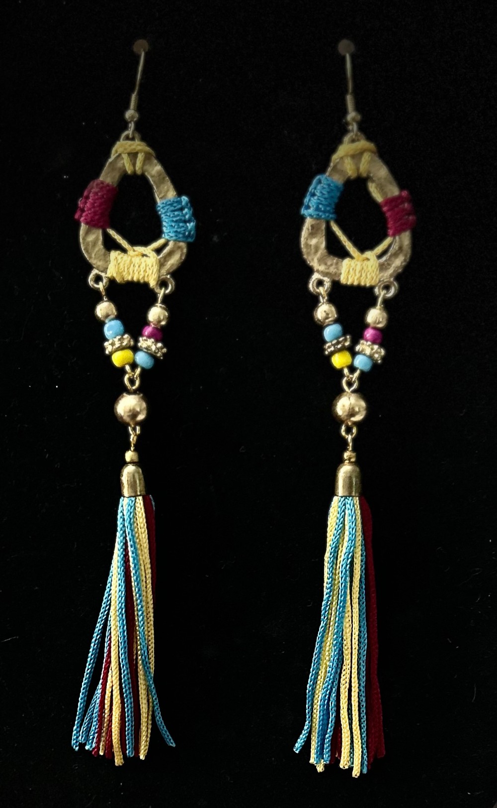 Multicolor Beaded Tassel Dangle Earrings NWT