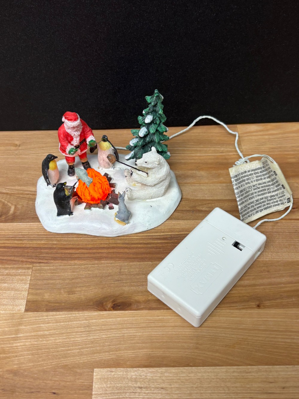 Lemax Fireside Fun Lighted Campfire Santa Polar Bears Christmas Village 4 Piece Set
