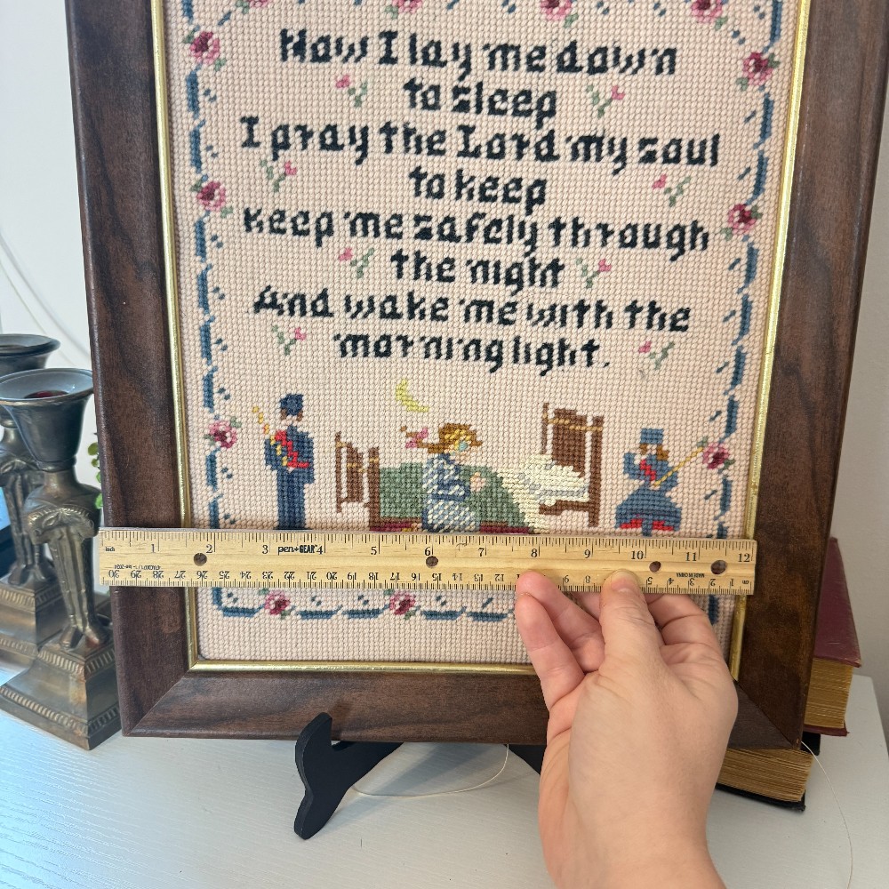 Framed Cross-Stitch Sampler – Bedtime Prayer