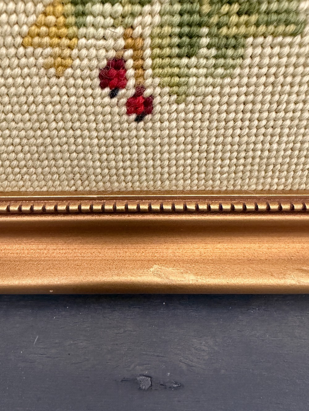 Vintage Mid-Century Framed Bird Needlepoint Artwork – Combined Gros Point & Petit Point Trogons Fine Textile