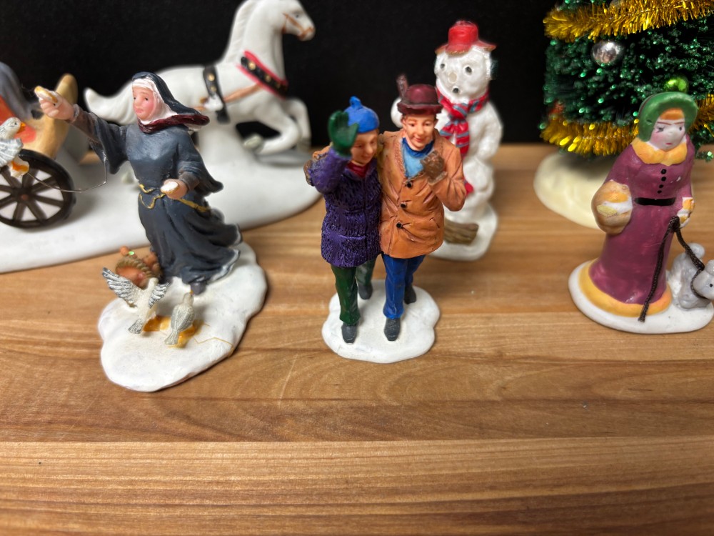 Vintage Lemax Christmas Village Figurine and Accessory Lot of 6