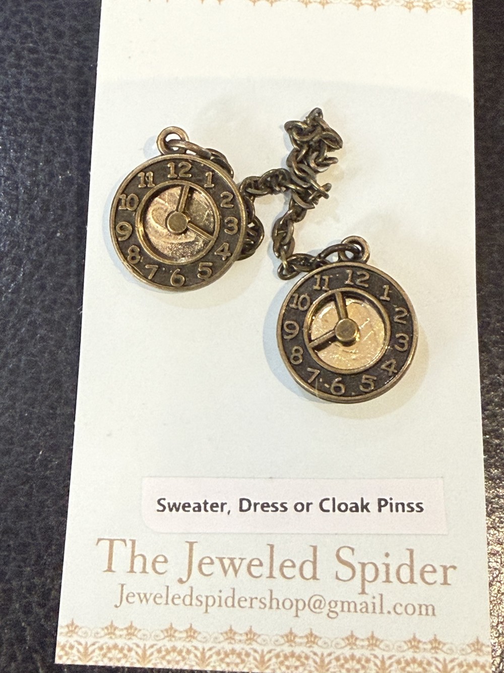 Sweater Pins - Clock Pocket Watch Face Bronze