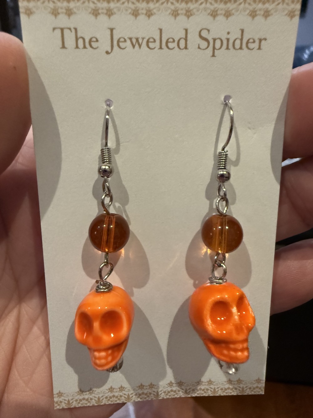 Earrings - Skull Ceramic with Bead