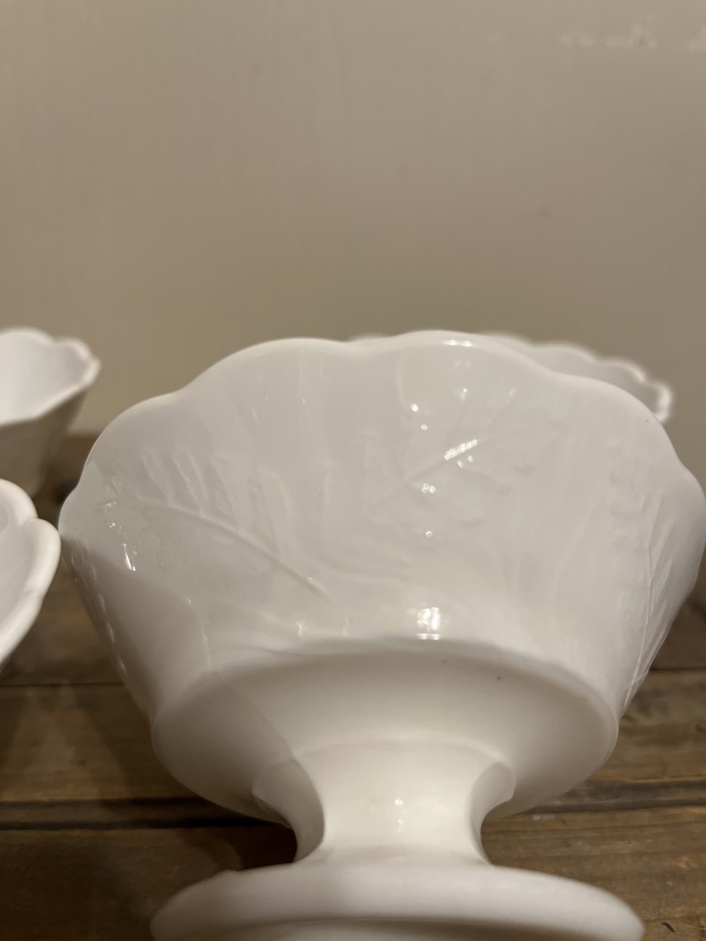 Set of 4 milk glass custard cups