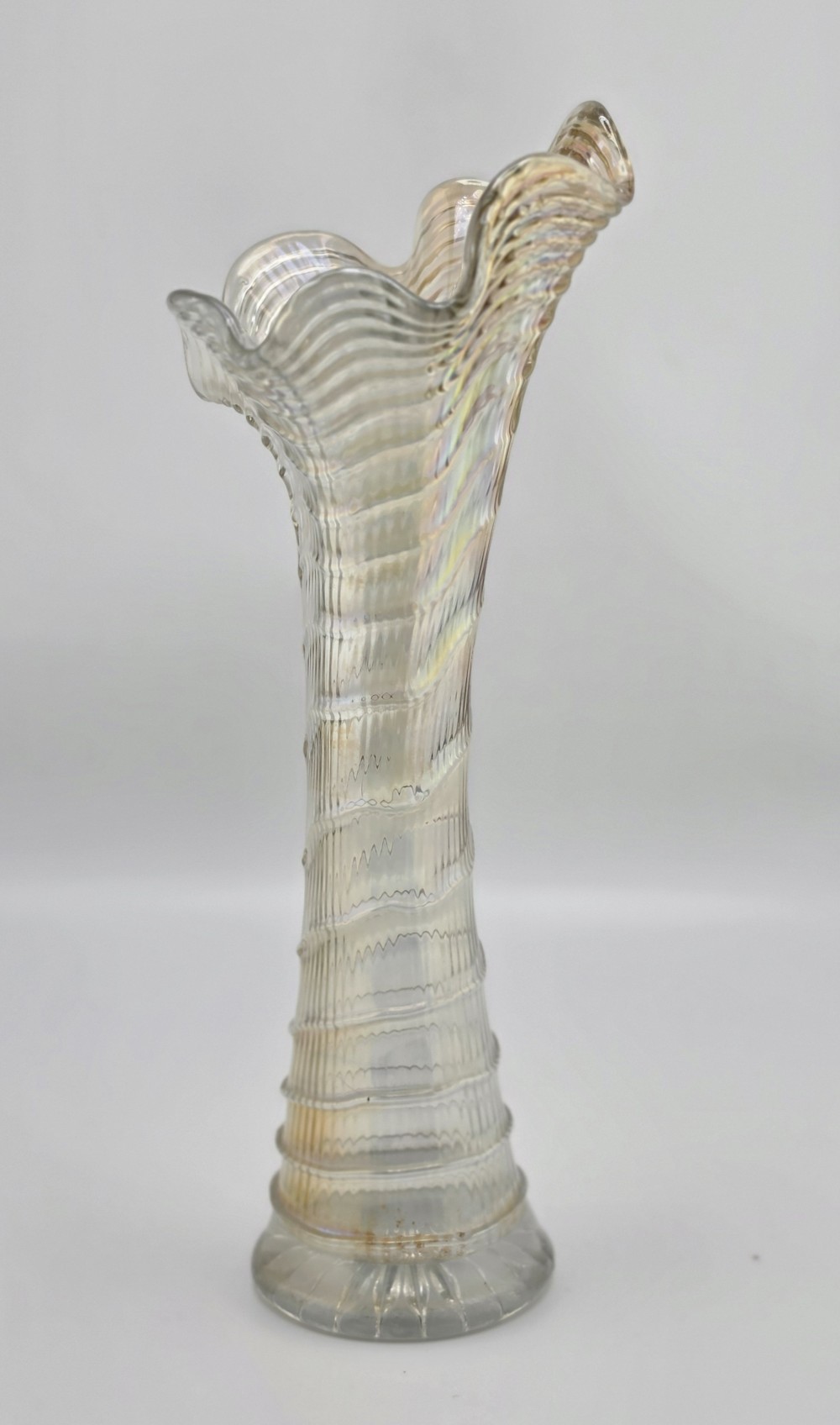 Antique 1920s Imperial Glass Ripple Swung Vase Marigold