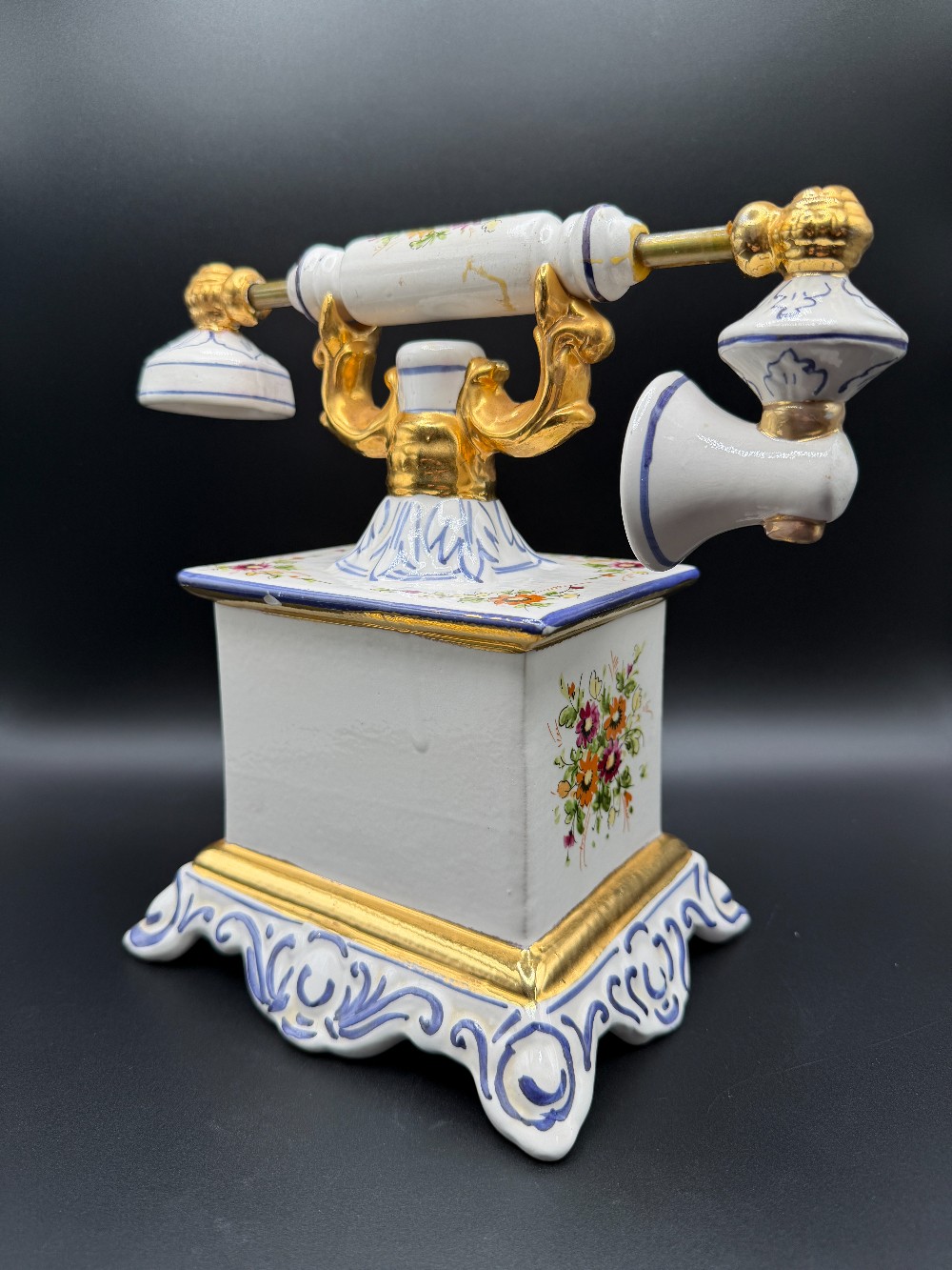 Vintage 1969 Cesare Italian Ceramic French Telephone Liquor Decanter - As Is