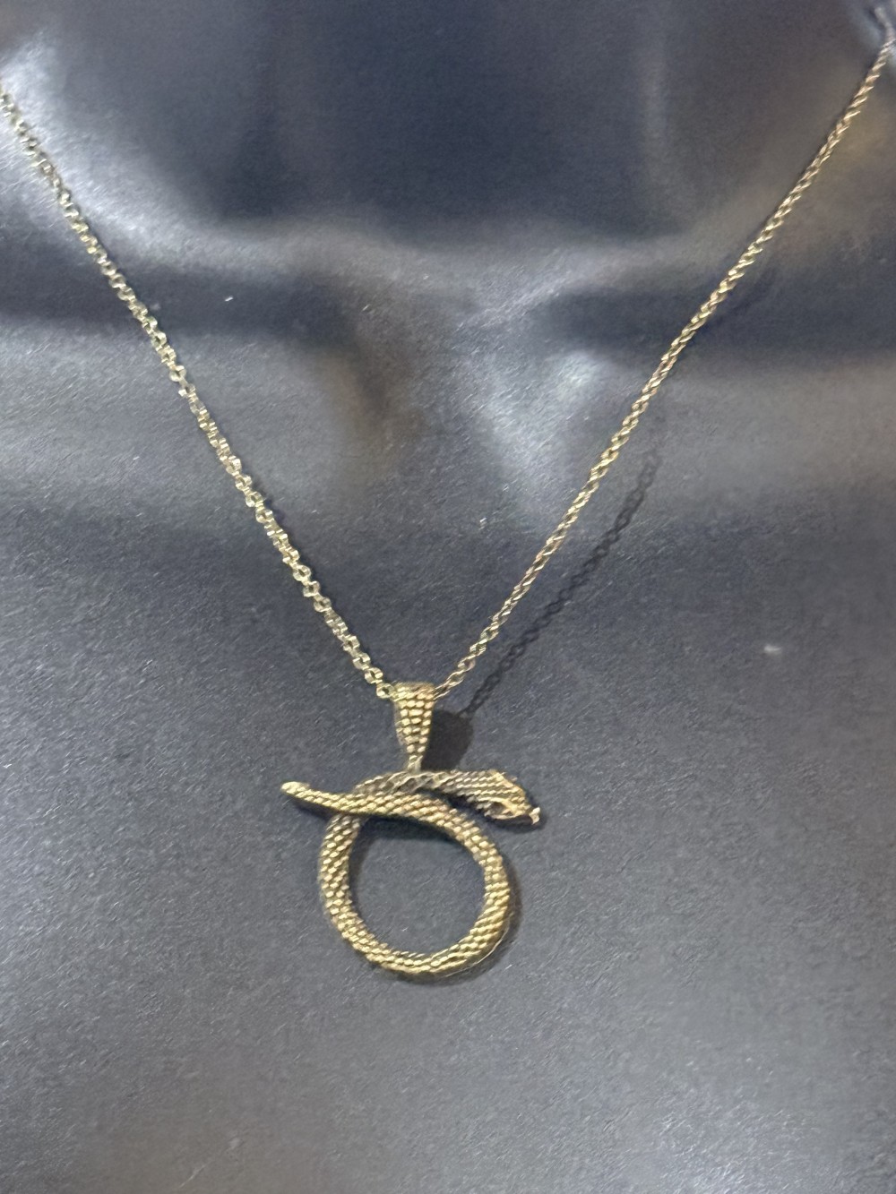 Pendant Necklace -  Snake Looped in Bronze