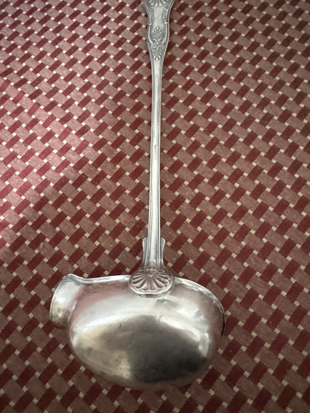 ANTIQUE NY SILVER LADLE WITH SPOUTED BOWL