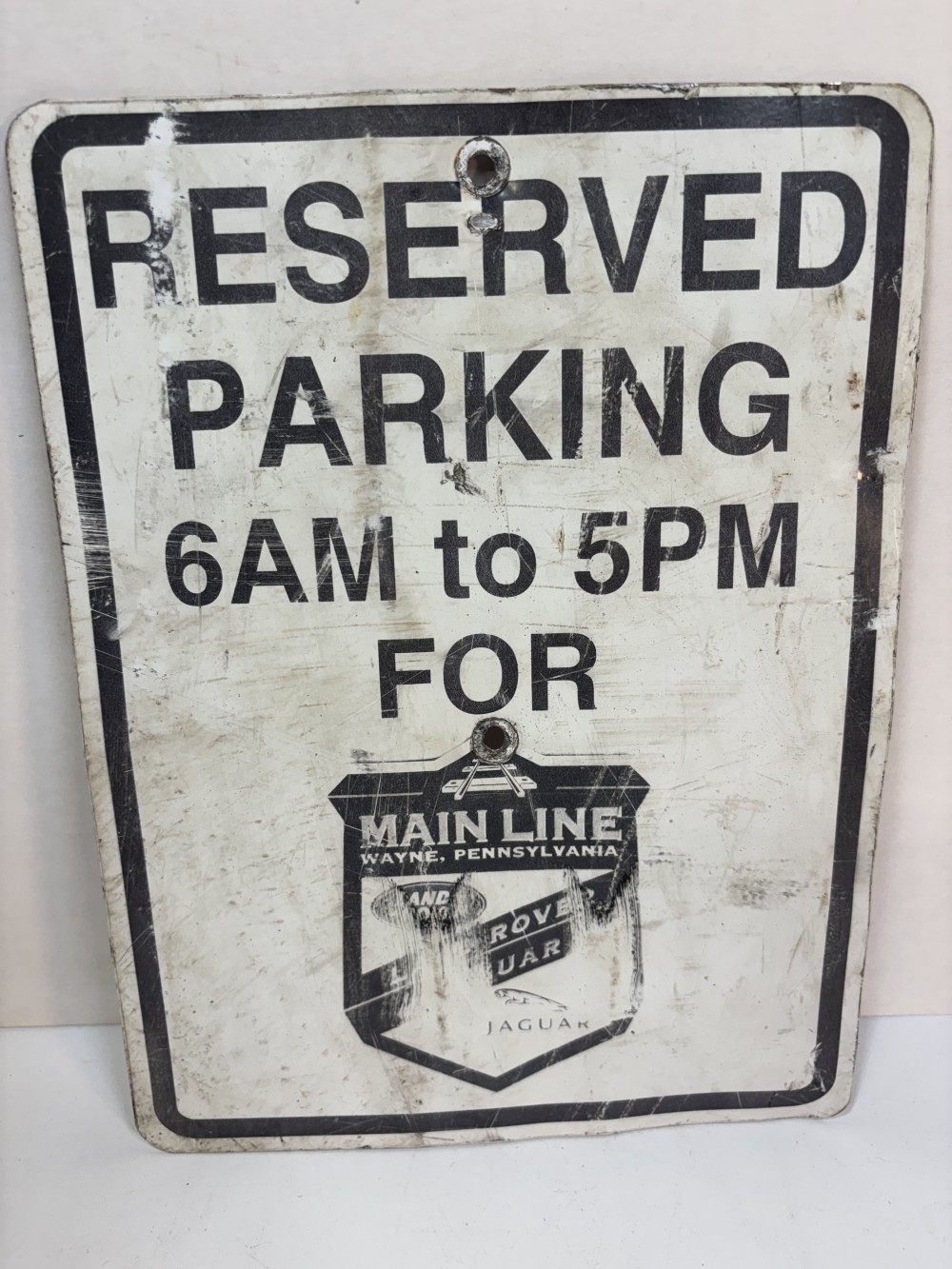 vintage-style aluminum sign Jaguar Land Rover Main Line dealership Wayne, Pennsylvania