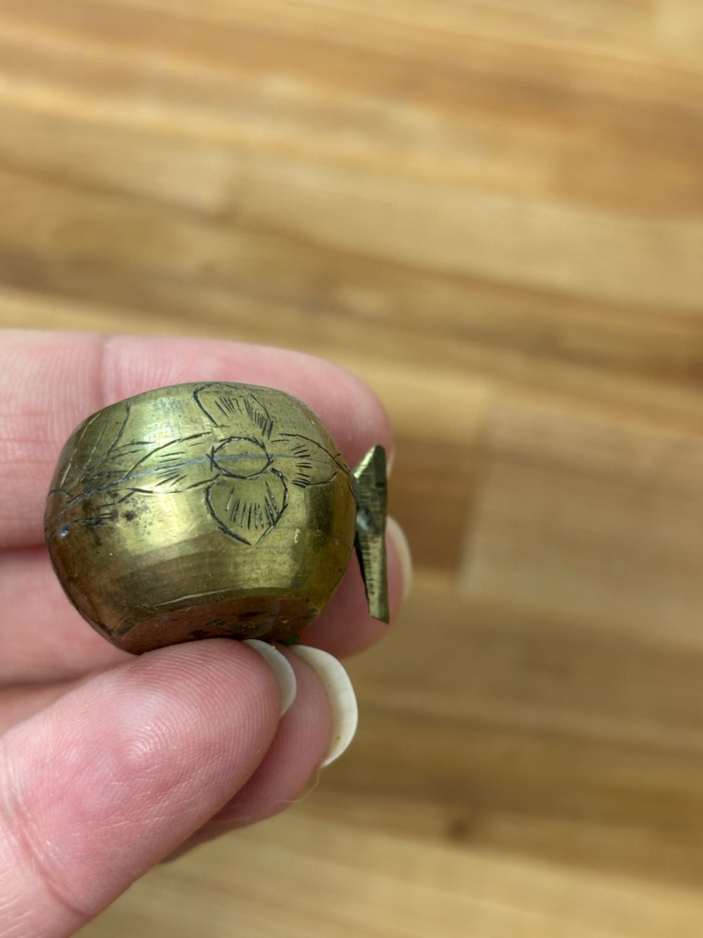 Brass Miniature Bowl Cauldron with Dog Vintage Decorative Tiny Pot Made in China