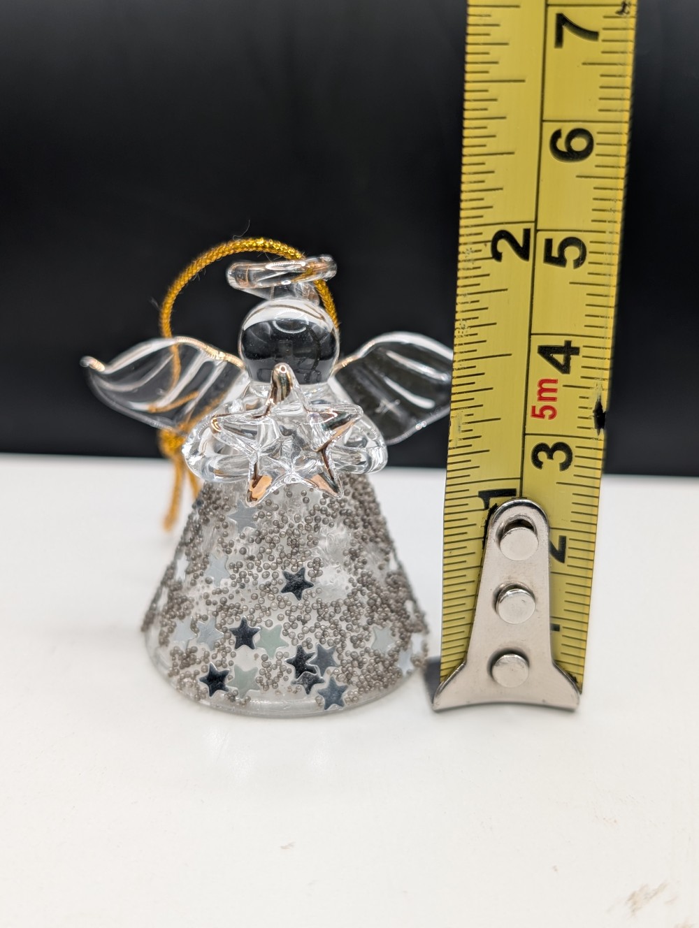 Miniature blown glass angel ornament