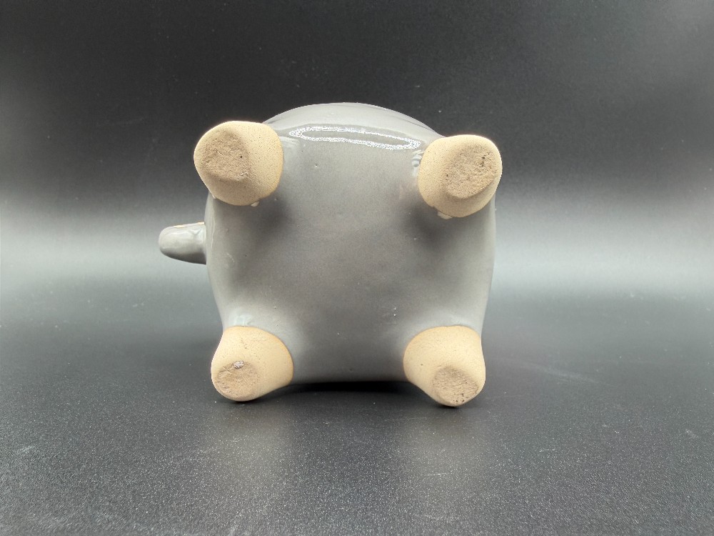 Modern Gray Ceramic Cat Planter with Metal Wire Glasses