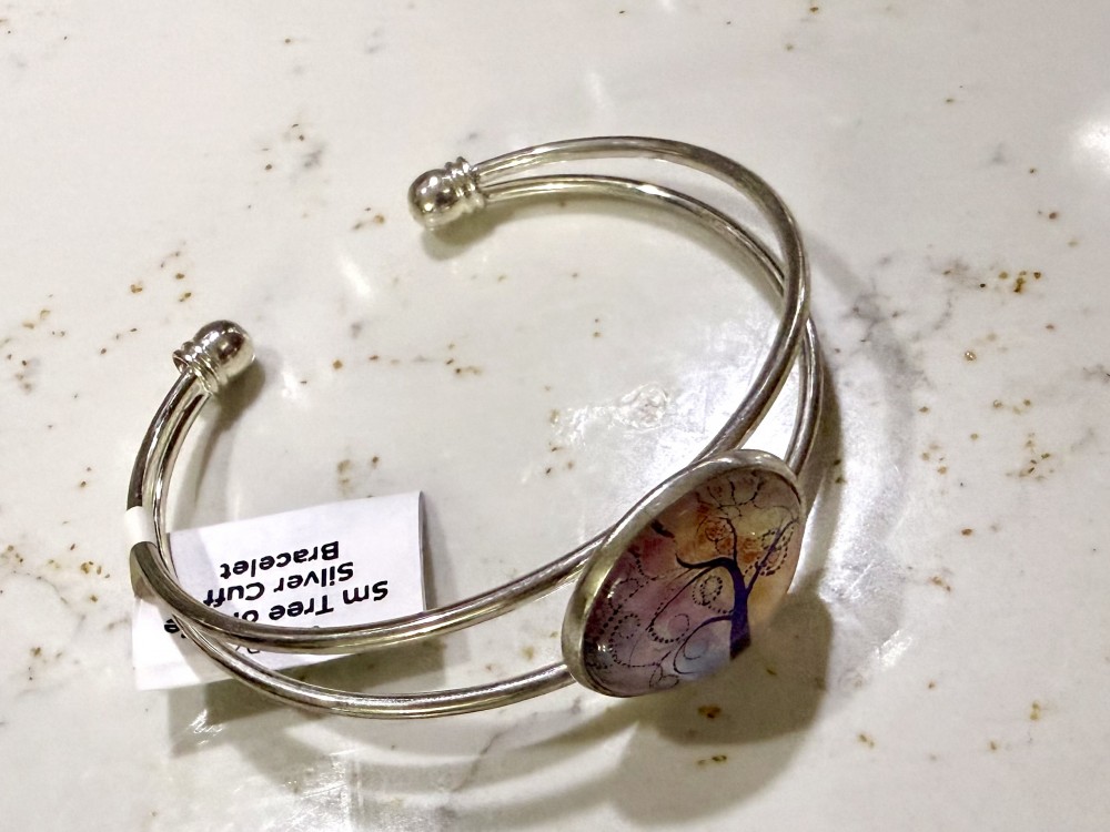 Cuff Bracelet -  Tree of Life Lavender Pink in Silver