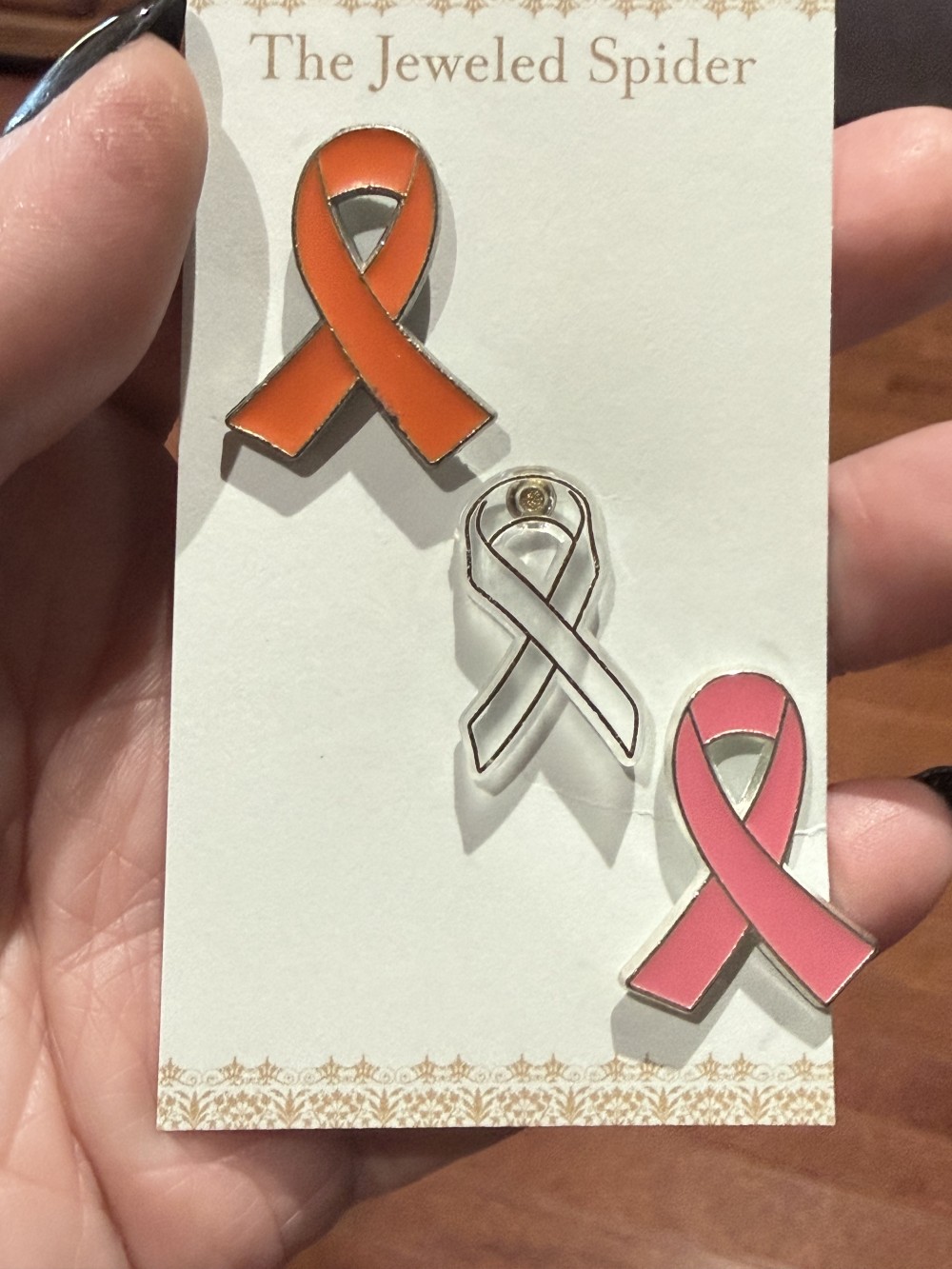 Ribbon Pins - Set of Three, Enamel Pins, Breast Cancer Awareness