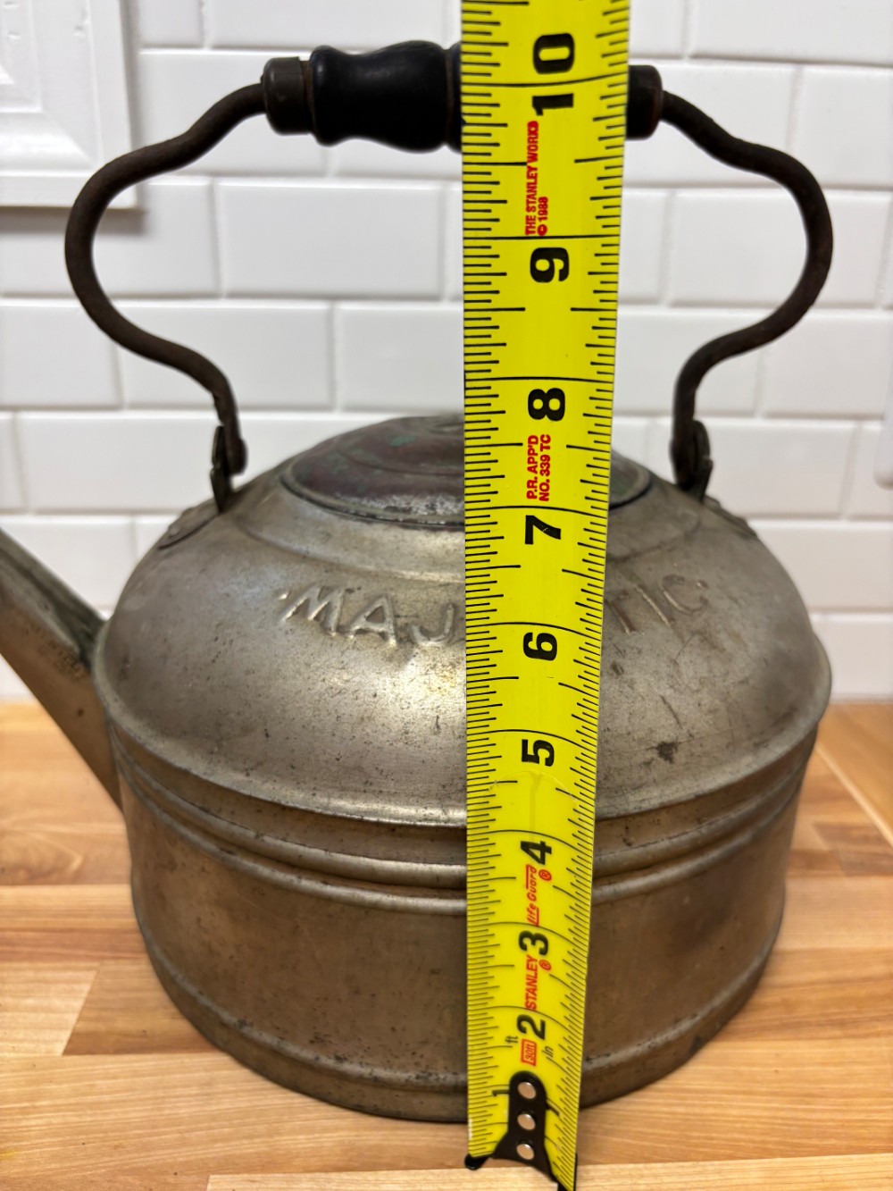 Antique Majestic Copper Tea Kettle 1898 Patent Primitive Farmhouse Decor Pot Cottagecore