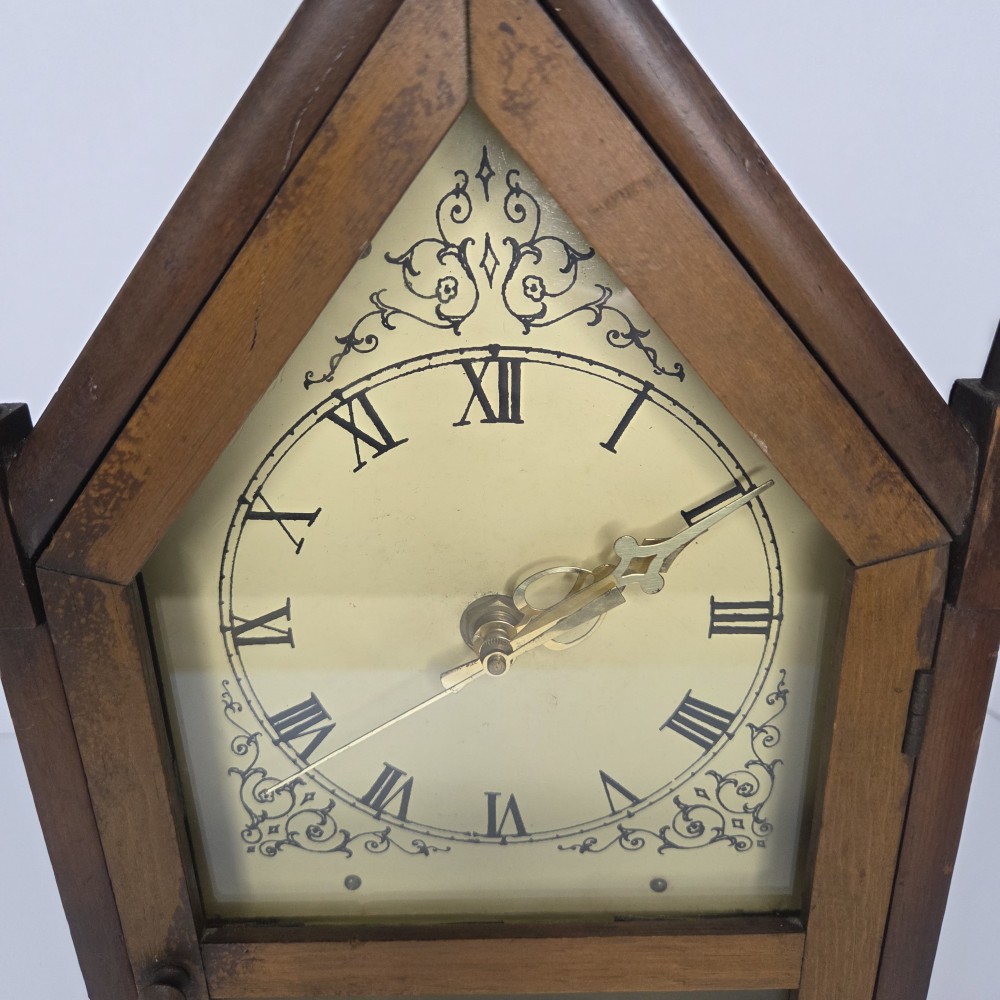 VTG German Steeple Clock Battery Operated, Works!