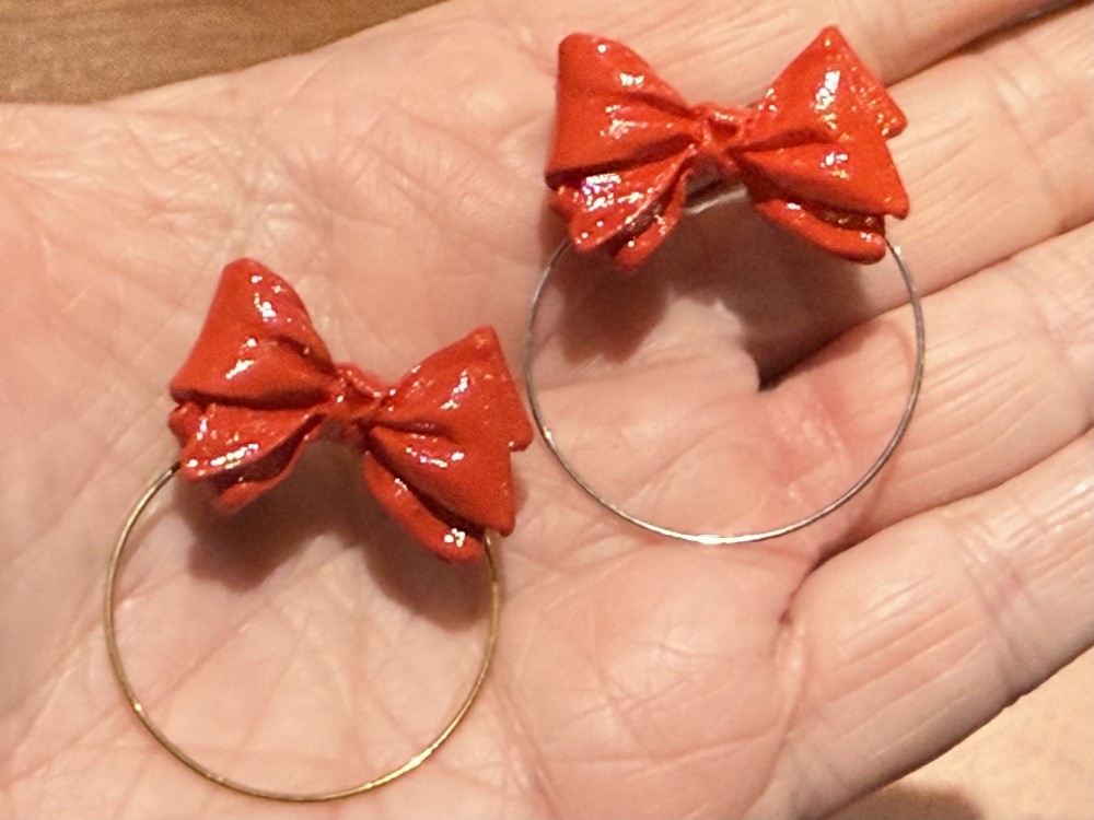 Eyeglass Holder - Red Bow, ID badge holder