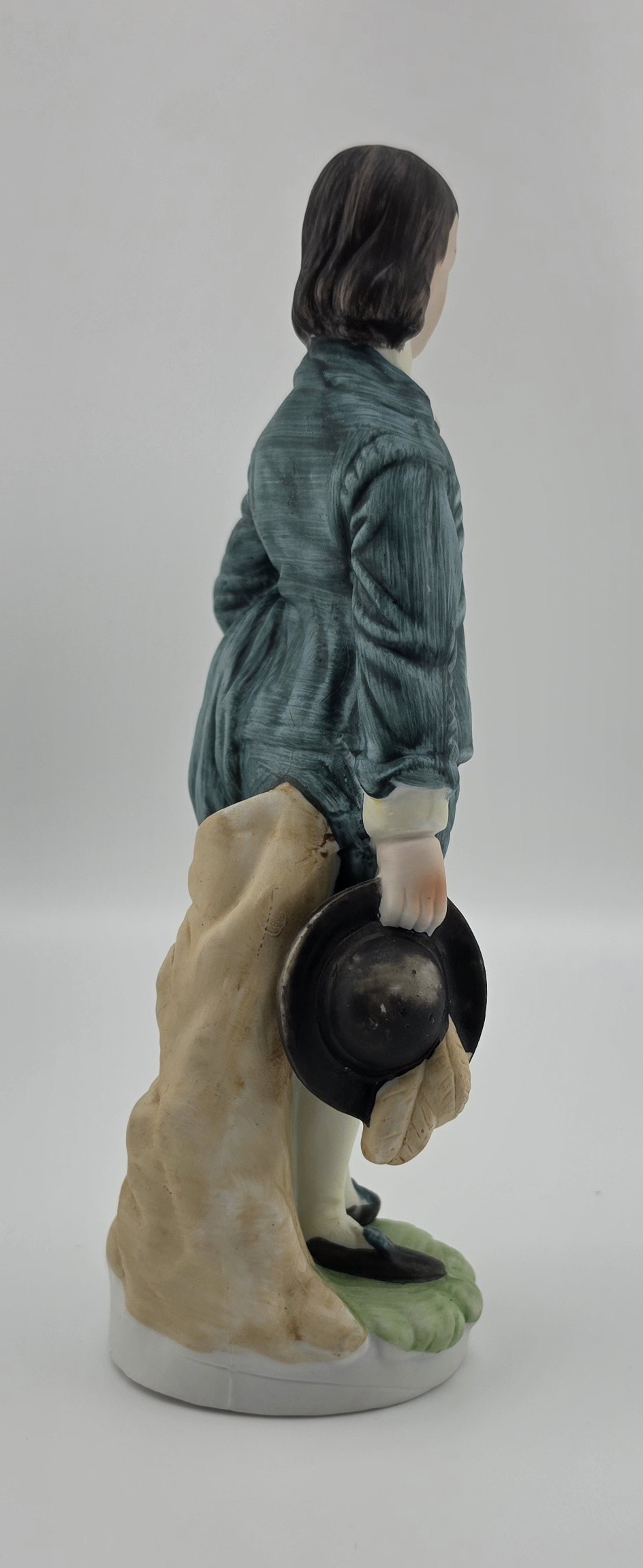 VTG Hand Painted Blue Boy Bisque Figurine