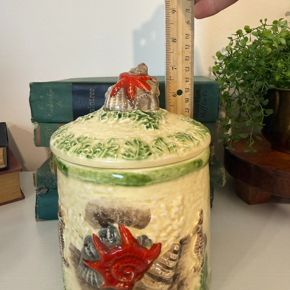 Ceramic Seashell Canister with Lid