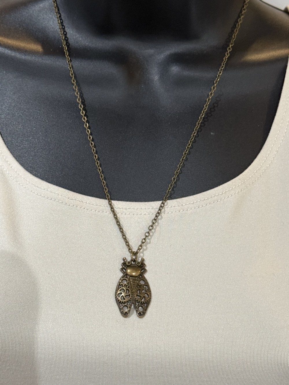 Pendant Necklace - Steampunk Insect in Bronze, Fly