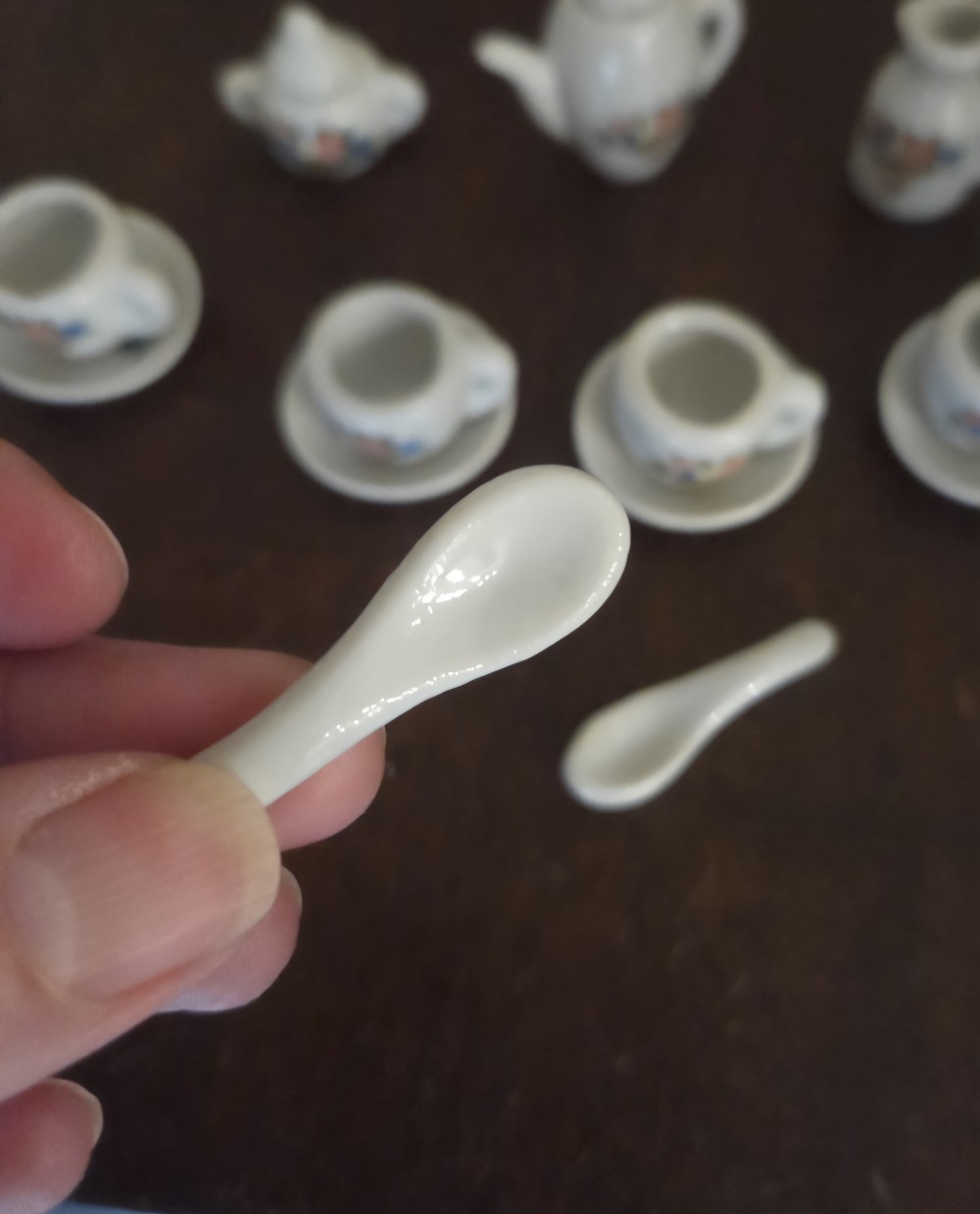 2 VTG Miniature Porcelain Spoons