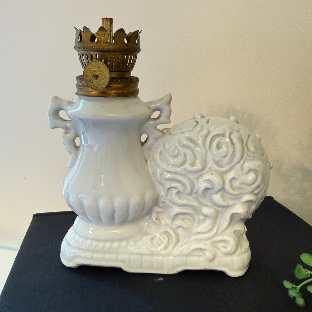 Vintage Porcelain Mini Oil Lamp & Photo Frame, Japan