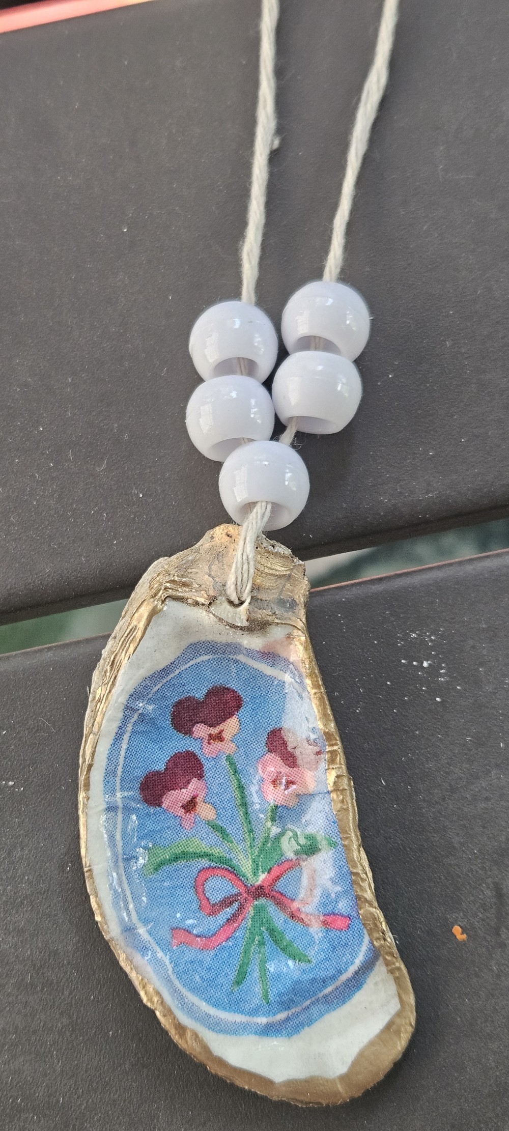 Pink floral oyster shell