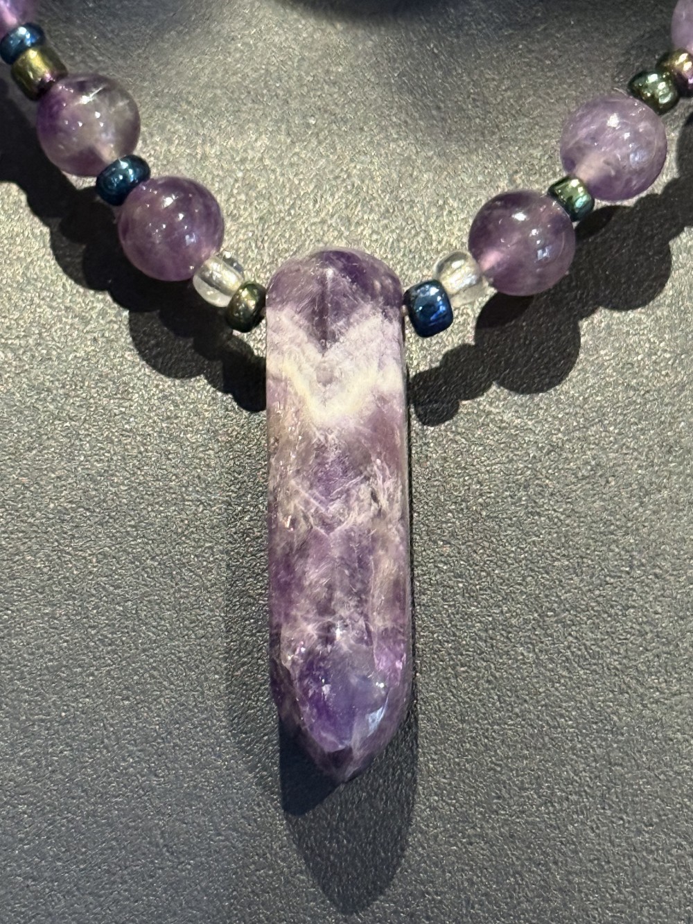Necklace - Purple Crystal and Stone