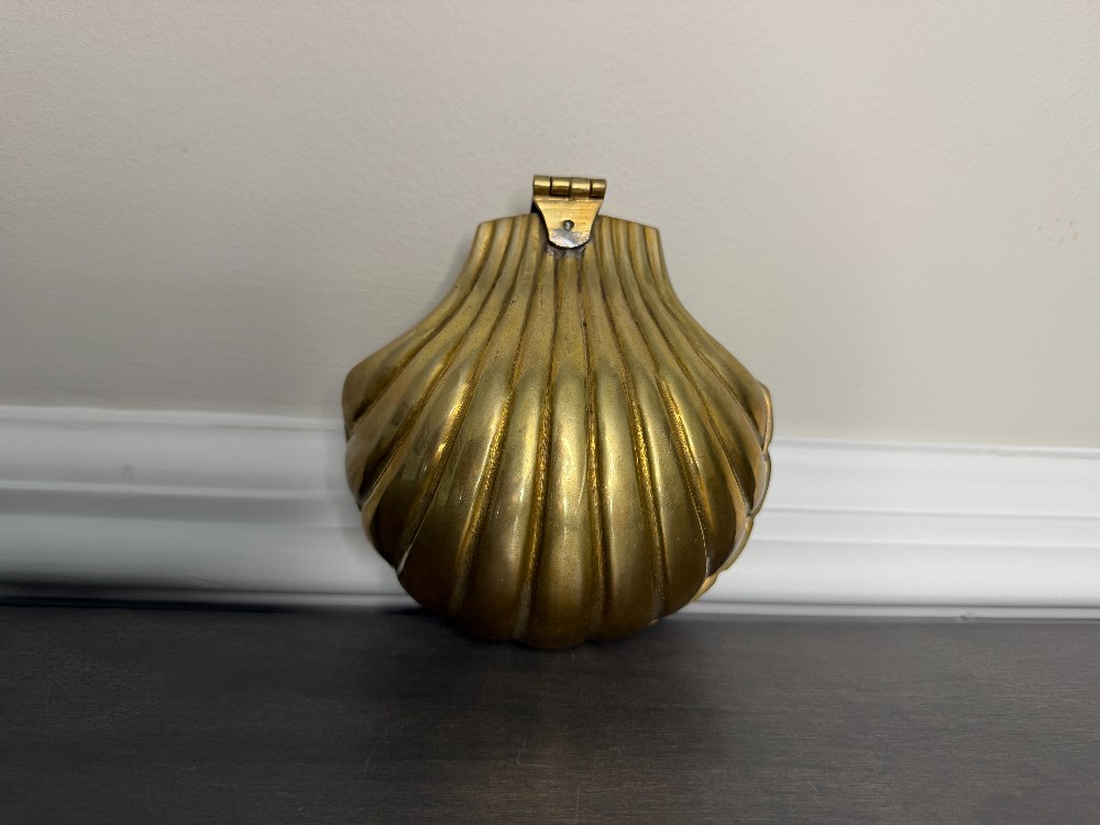 Brass Scalloped Clamshell Trinket Box