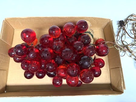 MCM Red Lucite Grapes Swag Lamp