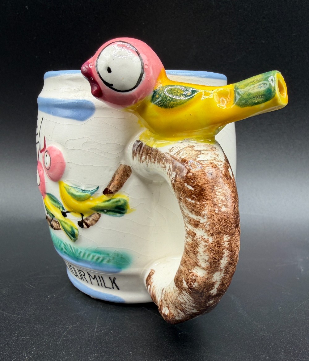 Vintage 1950s Ross Products Whistle For Your Milk Ceramic Child's Mug – Made in Japan Kitsch