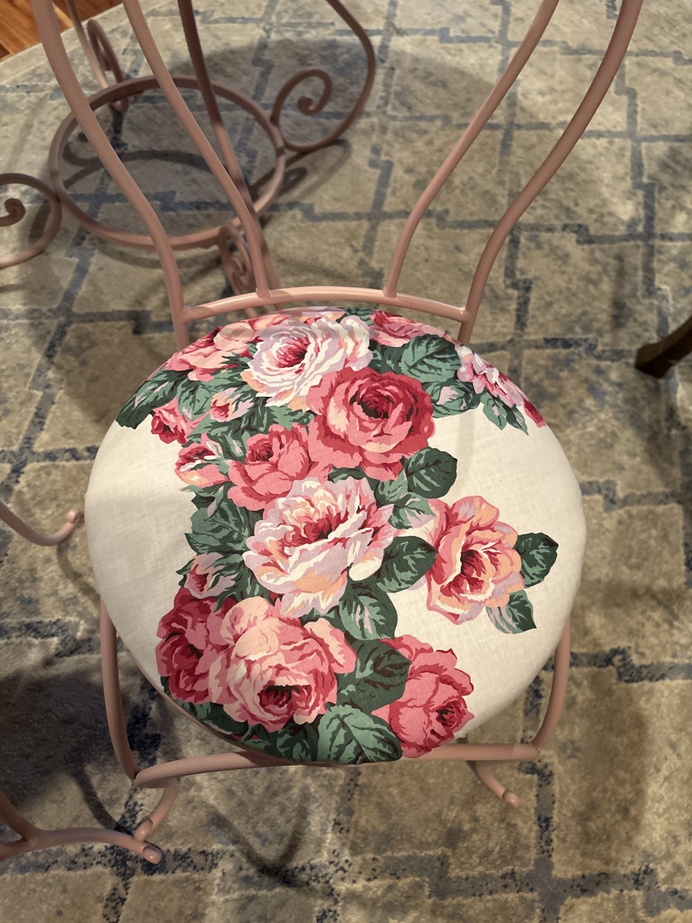Pink Round Metal Childs Table & 2 Chairs
