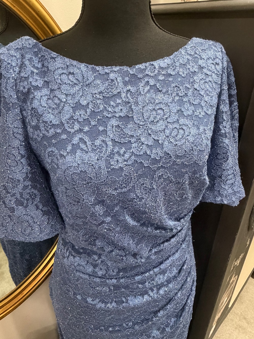Jessica Howard Blue Lace Formal Gown