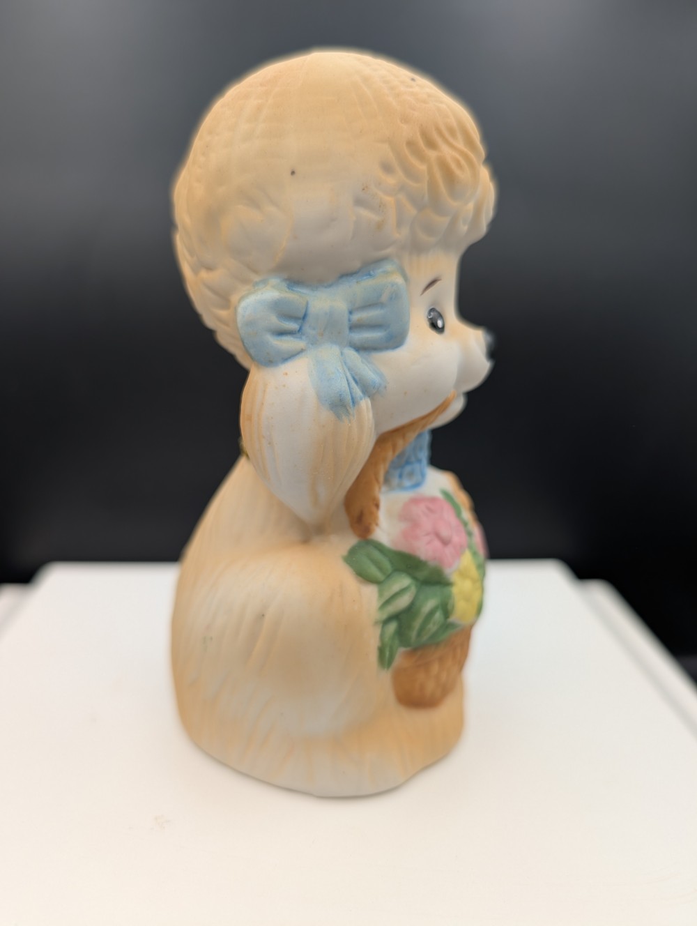 Vintage Jasco bisque porcelain poodle bell