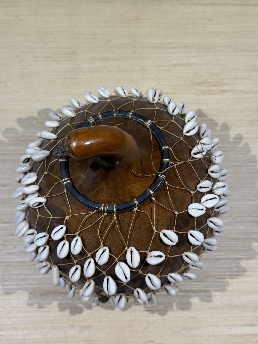 VTG African Cowrie Shell Gourd Instrument