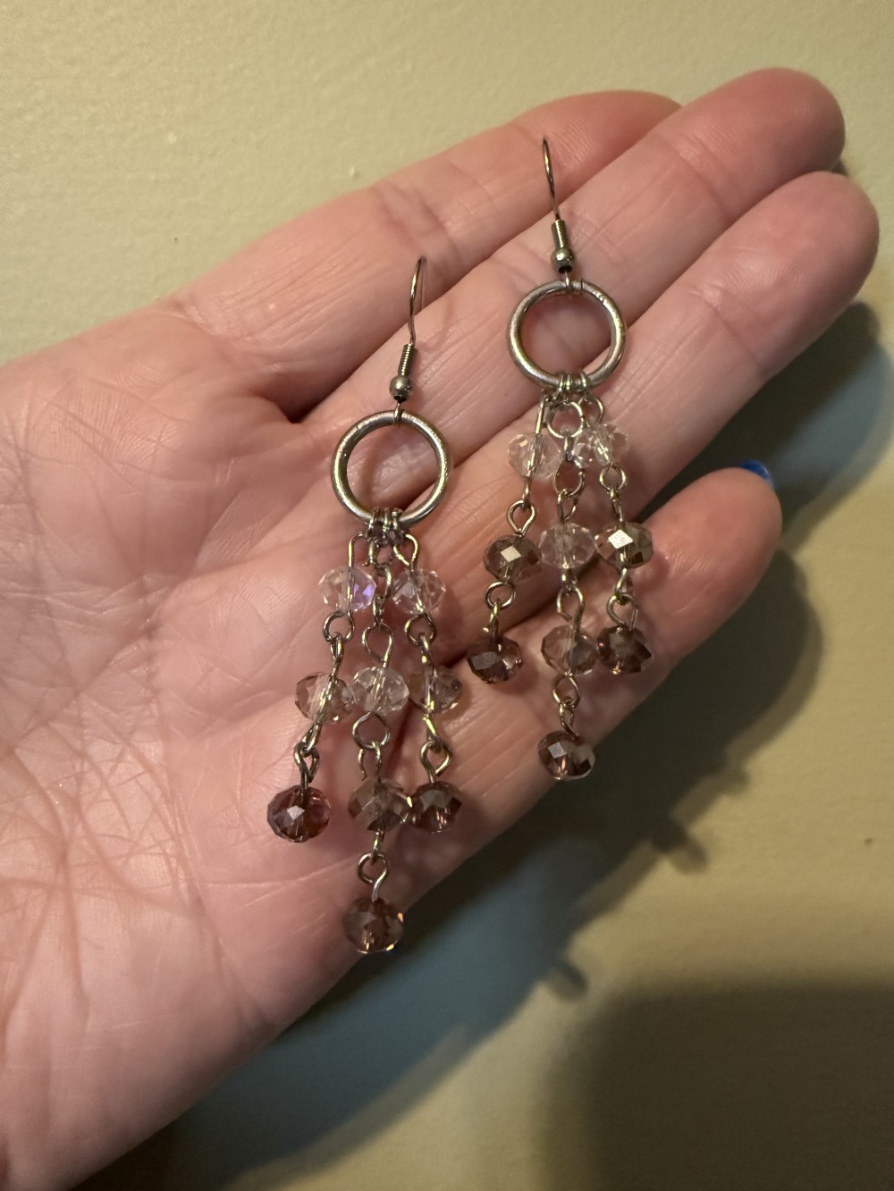 Earrings - Handmade Beaded Purple Three Strand