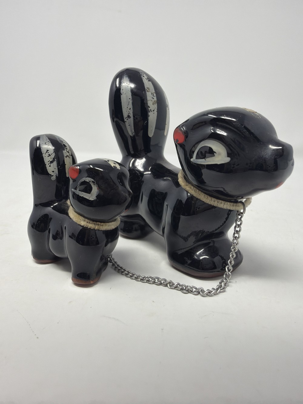 Vtg Redware Skunk Mom/Baby