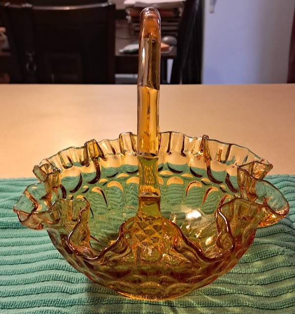 Fenton Amber Thumbprint Basket