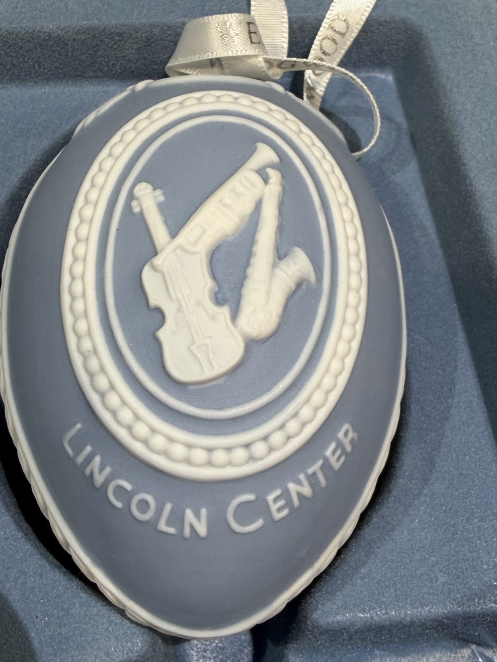 Rare Wedgwood 2007 Lincoln Center Ornament Blue Jasperware